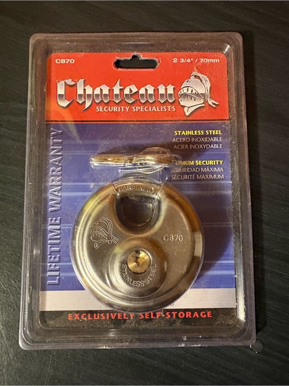 Chateau C870 Stainless Hidden/Shrouded Shackle Padlock 2-3/4in Anti-Cut